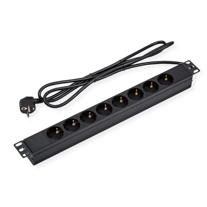 Rack Πολύπριζο 8Θ Schuko 3m 16A 19" 1U χωρίς διακόπτη | axd.gr