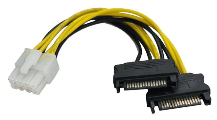 Καλώδιο Adaptor τροφοδοσίας EPS 8pin σε 2x Sata 15pin PT | axd.gr