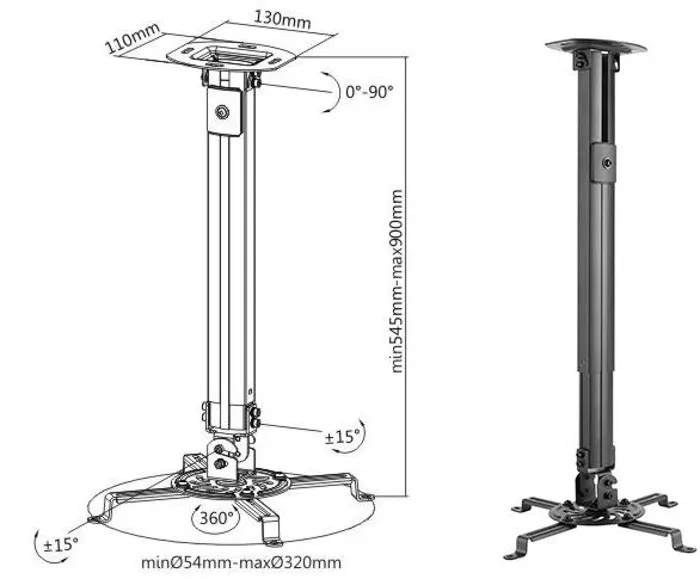Βάση Projector Οροφής έως 90cm PRB-18M PRB-20 Προβολικού | axd.gr