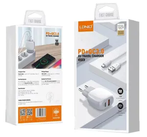 Φορτιστής 18W QC3.0+1m με Lightning Cable LDNIO