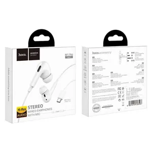 Ακουστικά HandsFree HOCO M1 Pro InEar WHITE Type-C +Mic Ενσύρματο