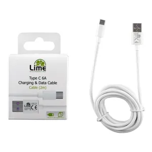 Καλώδιο 2m USB 3.0 to Type-C 6.0A 30W ΦΟΡΤΙΣΗΣ-DATA Lime Λευκό