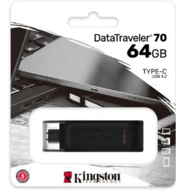 Kingston 64GB USB3.2 Type-C DT70 Flash Drive 5YW | axd.gr