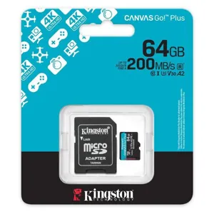 Kingston MicroSDHC 64GB SDCG4/64GB 200Mb/s Go!Plus Cl10+Adptr