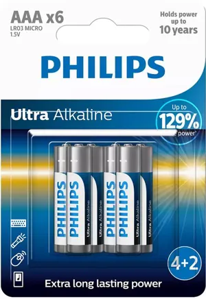 Μπαταρίες AAA PHILIPS 1,5V LR03 6x ALKALINE