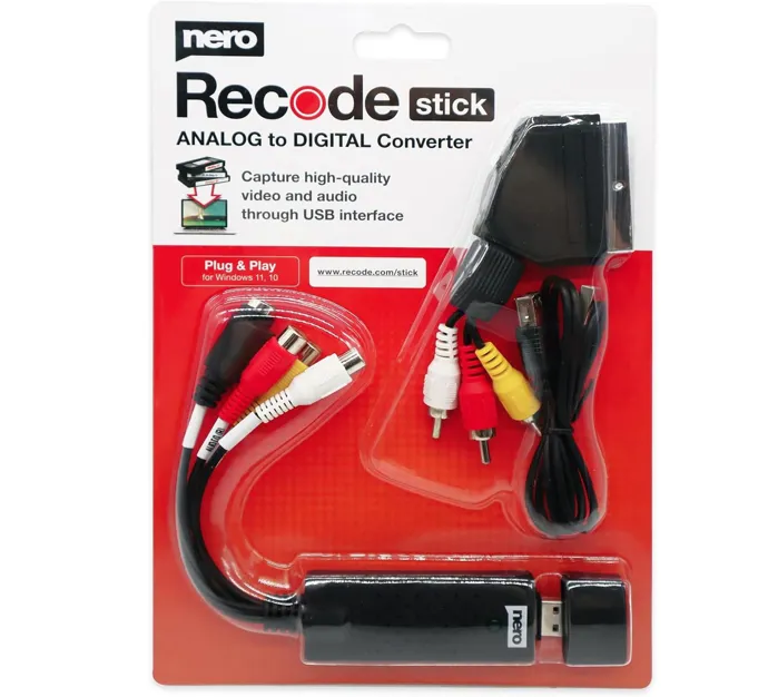 NERO Recode Stick Adaptor RCA to USB Grabber Analog to Digital Video SVHS Hi8 Super8 DVD to PC | axd.gr