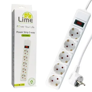 Πολύπριζο 5Θ Schuko 3m Προστασίας πλάγιο με διακόπτη Lime