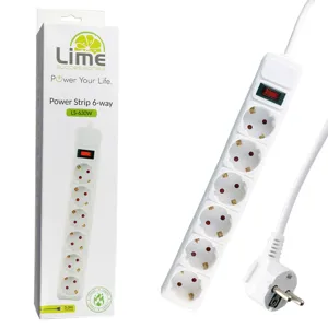 Πολύπριζο 6Θ Schuko 3m Προστασίας με διακόπτη Lime