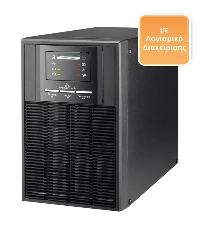 Powertech UPS 1000VA/700W On Line PT-1000 3xSchuko 2ΥW | axd.gr