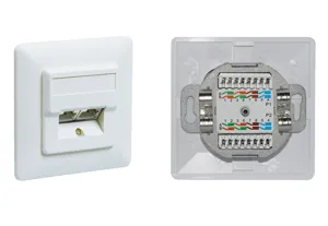 ΠΡΙΖΑ 2xRJ45 Διπλή CAT5e Χωνευτή λευκή