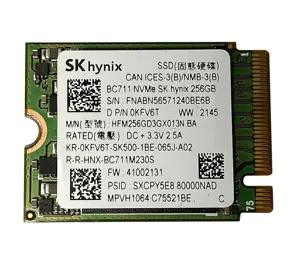 SK Hynix 256GB SSD M.2 NVMe 4x 2230 2850R|1400W 0KFV6T